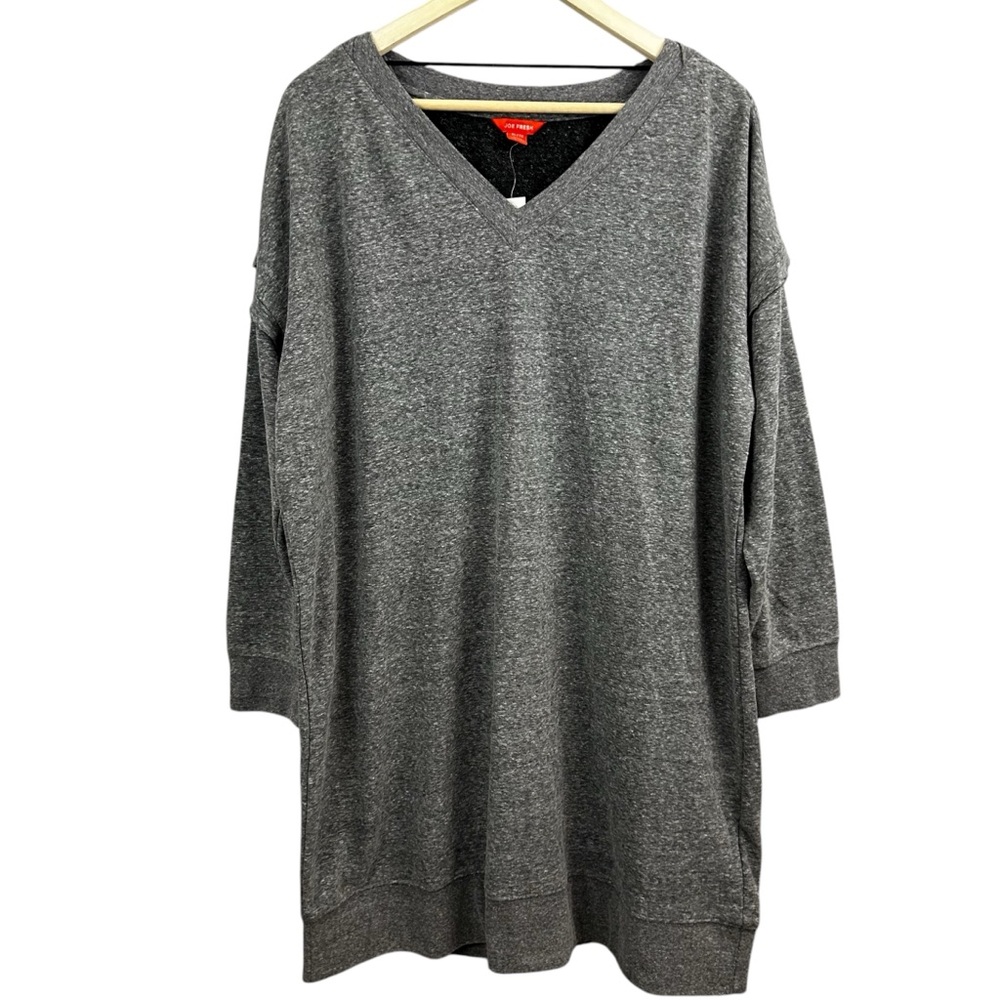 NWT Joe Fresh V-Neck Sweater Dress Tunic Oversized Grey Size XL